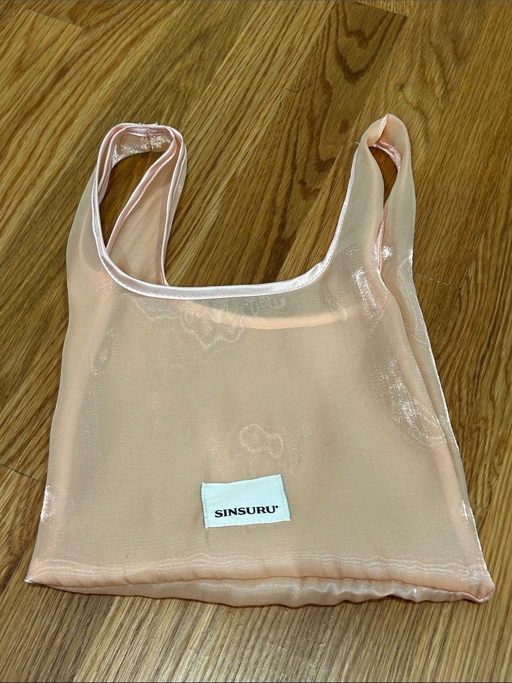 Sinsuru Korean skin care Peach Sheer Tote with Soft Shine size small bag